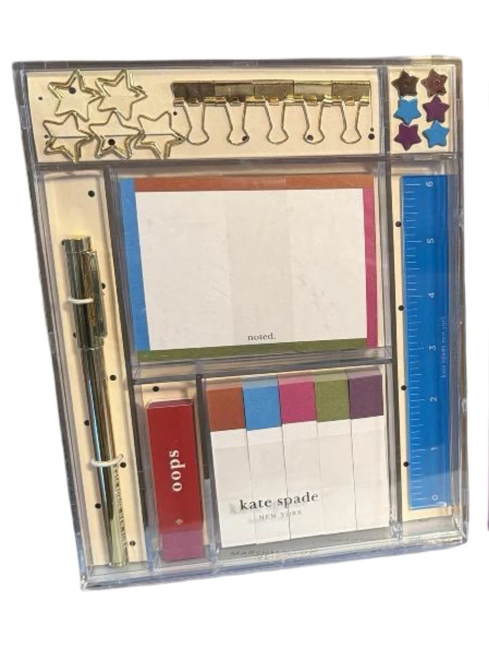 kate spade NWT Navy & Pink Notebook with Matching Tackle Box Desk Accessory Set